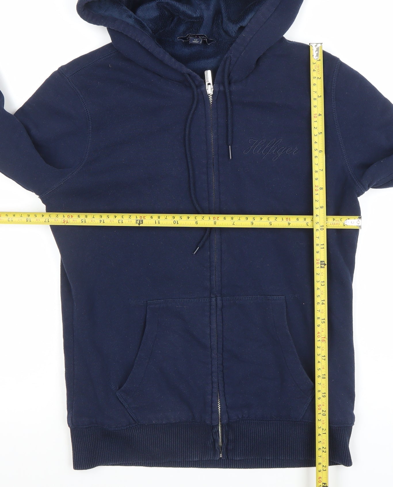 Tommy Hilfiger Women’s Navy Full Zip Hoodie Size Small Fleece Lined