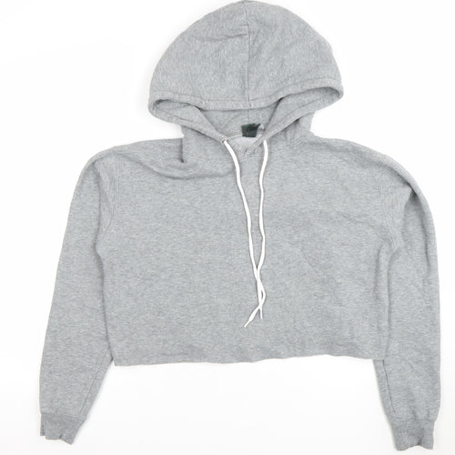 Wild Fable Women Grey Cropped Pullover Hoodie Size S Cotton Blend