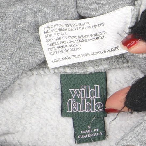 Wild Fable Women Grey Cropped Pullover Hoodie Size S Cotton Blend