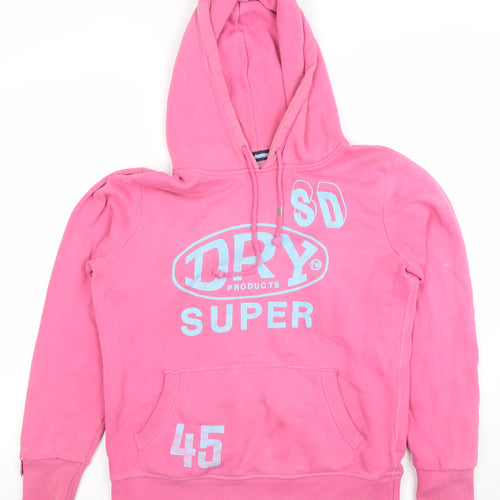 Superdry Women's Pink Pullover Hoodie Size M Cotton Blend