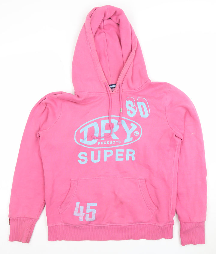 Superdry Women's Pink Pullover Hoodie Size M Cotton Blend