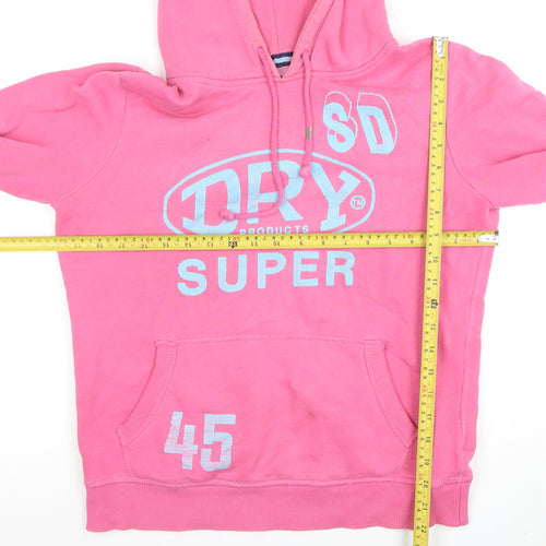 Superdry Women's Pink Pullover Hoodie Size M Cotton Blend