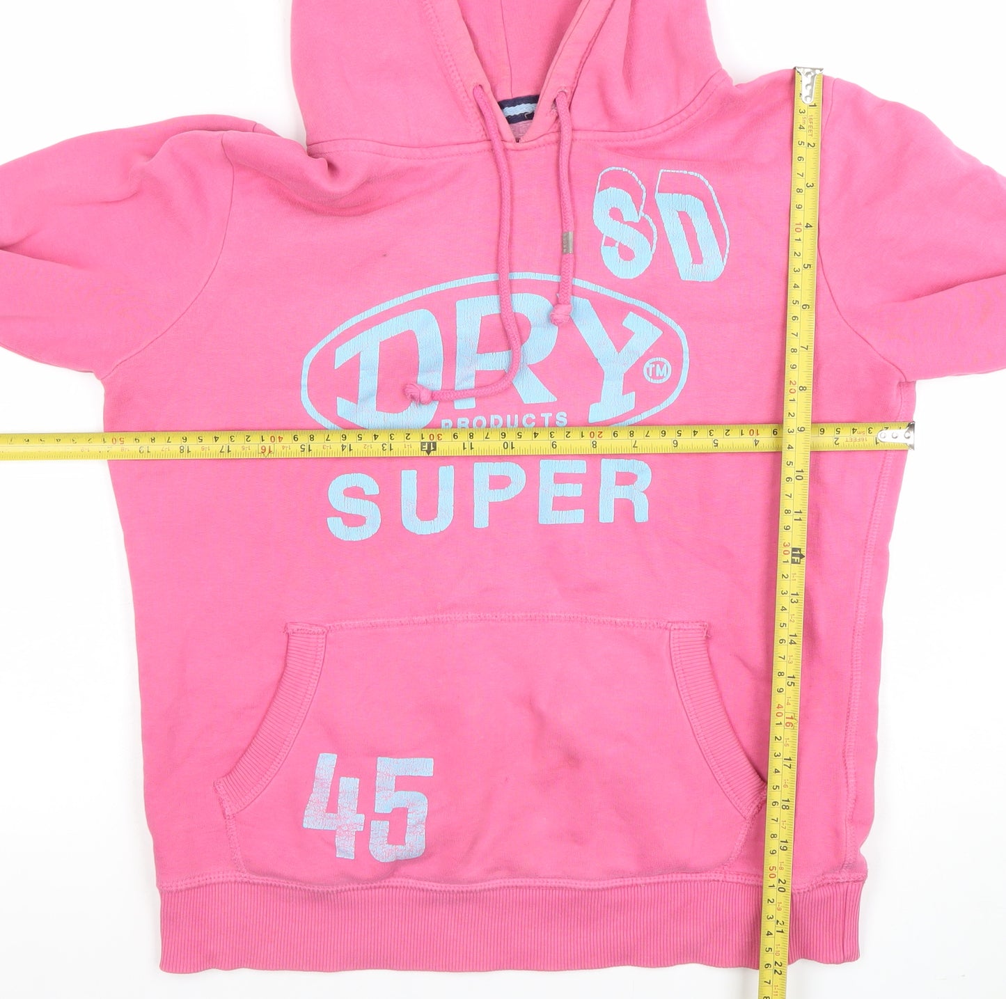 Superdry Women's Pink Pullover Hoodie Size M Cotton Blend