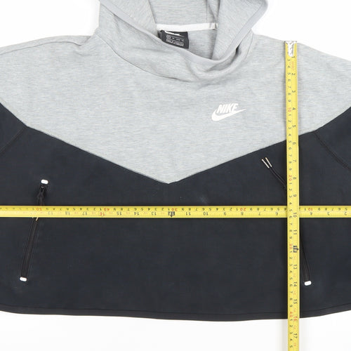 Nike Women’s Grey & Black Pullover Hoodie XS Zip Pocket Sweatshirt