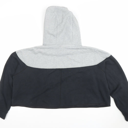 Nike Women’s Grey & Black Pullover Hoodie XS Zip Pocket Sweatshirt