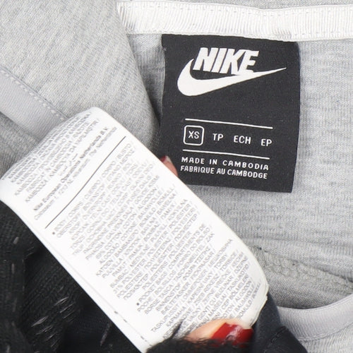 Nike Women’s Grey & Black Pullover Hoodie XS Zip Pocket Sweatshirt