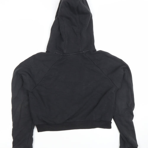 Adidas Women Black Hooded Pullover Sweatshirt Size 12 Logo Print