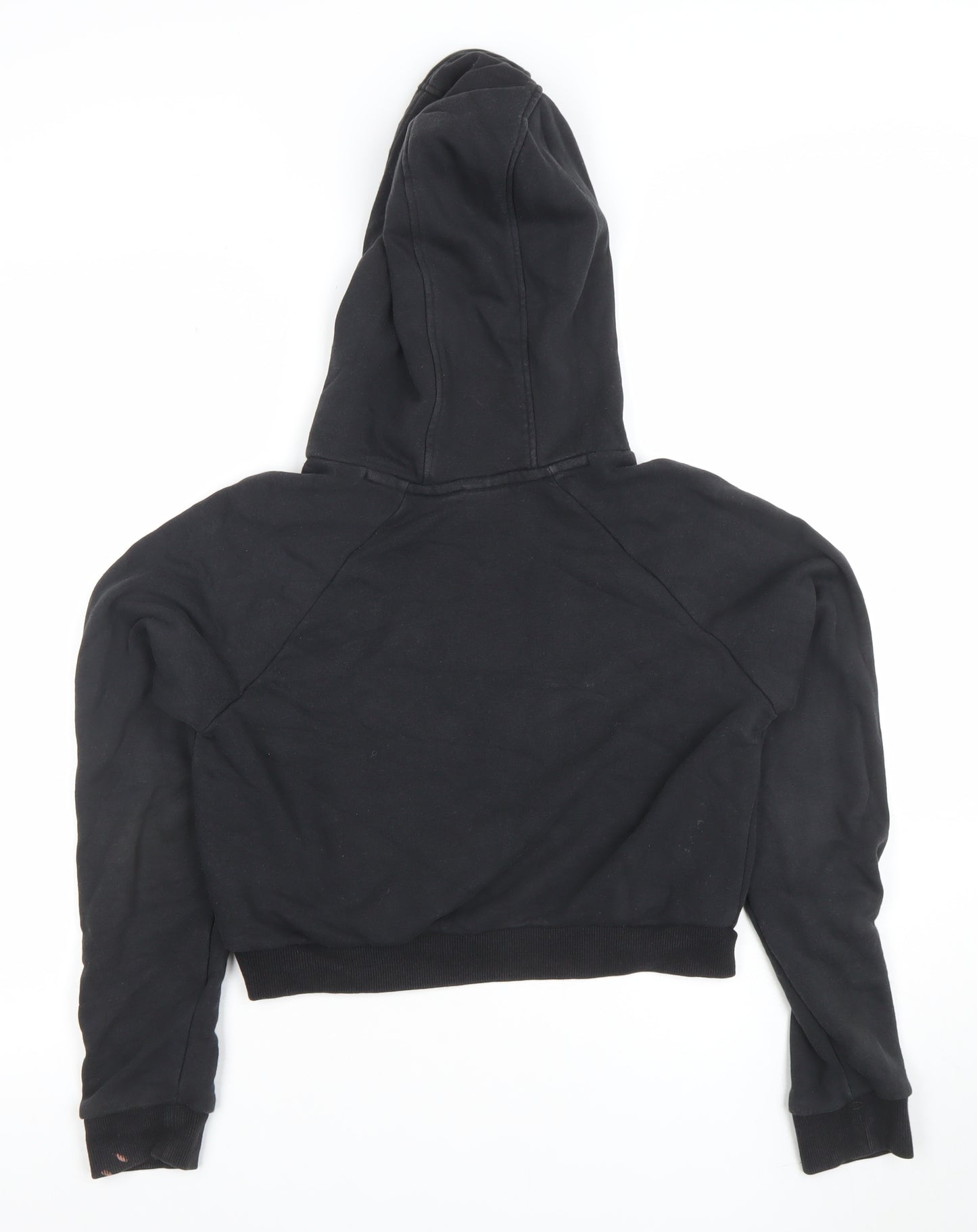 Adidas Women Black Hooded Pullover Sweatshirt Size 12 Logo Print