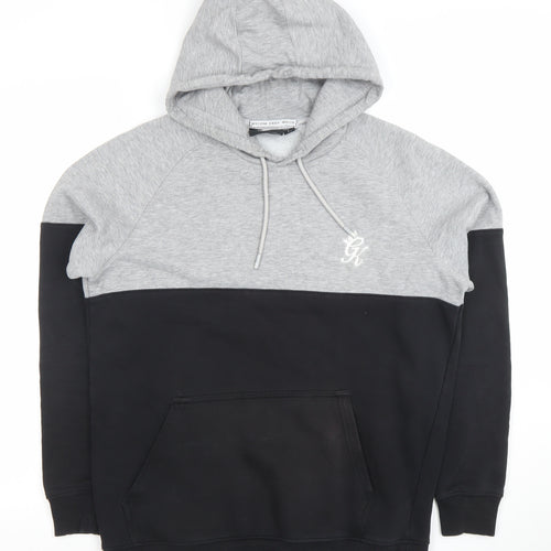 Gym King Men's Grey Black Pullover Hoodie Size M Long Sleeve Logo