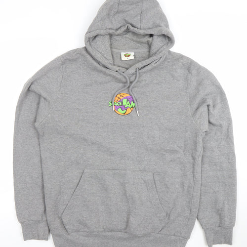 Space Jam Men's Grey Hoodie Medium Pullover Graphic Print Cotton Blend
