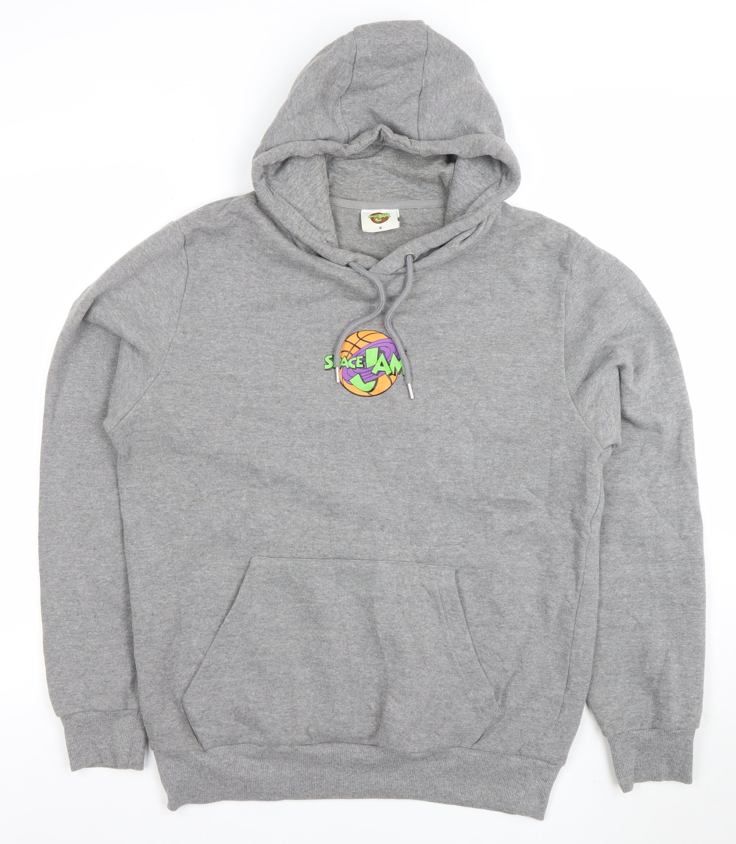 Space Jam Men's Grey Hoodie Medium Pullover Graphic Print Cotton Blend