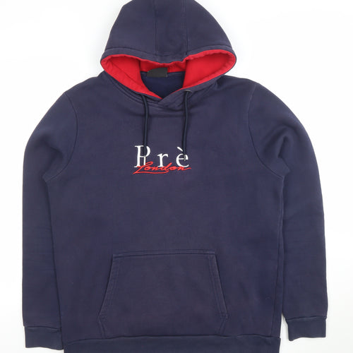 Pre London Men's Blue Pullover Hoodie M Embroidered Logo
