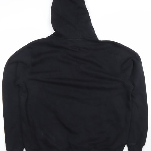 t-base Mens Black Pullover Hoodie L Fleece Logo Graphic Sweatshirt