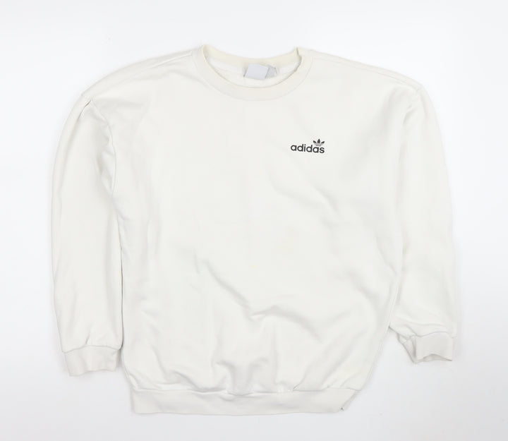 Adidas Women’s Ivory Crew Neck Pullover Sweatshirt XS Relaxed Fit