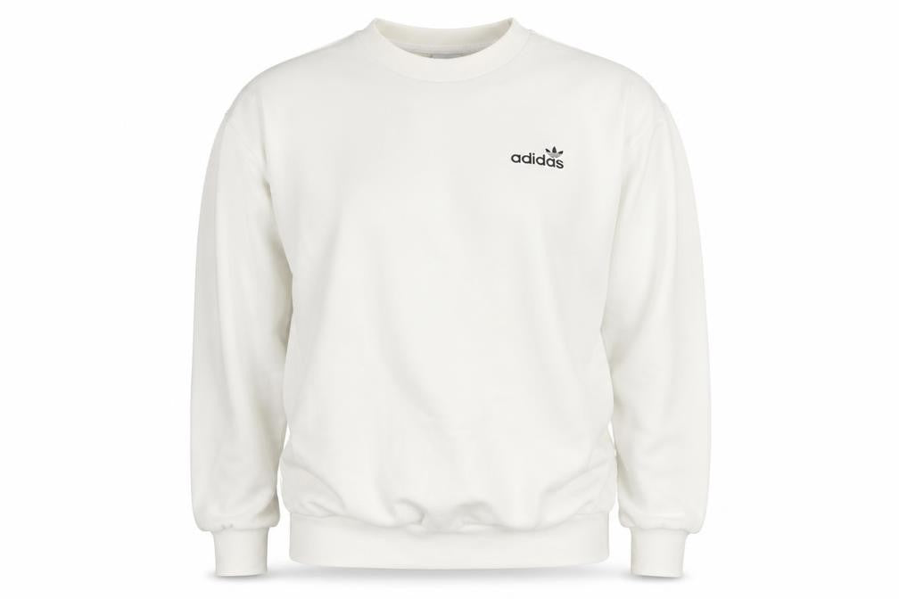 Front view of Adidas Women’s Ivory Crew Neck Pullover Sweatshirt XS Relaxed Fit