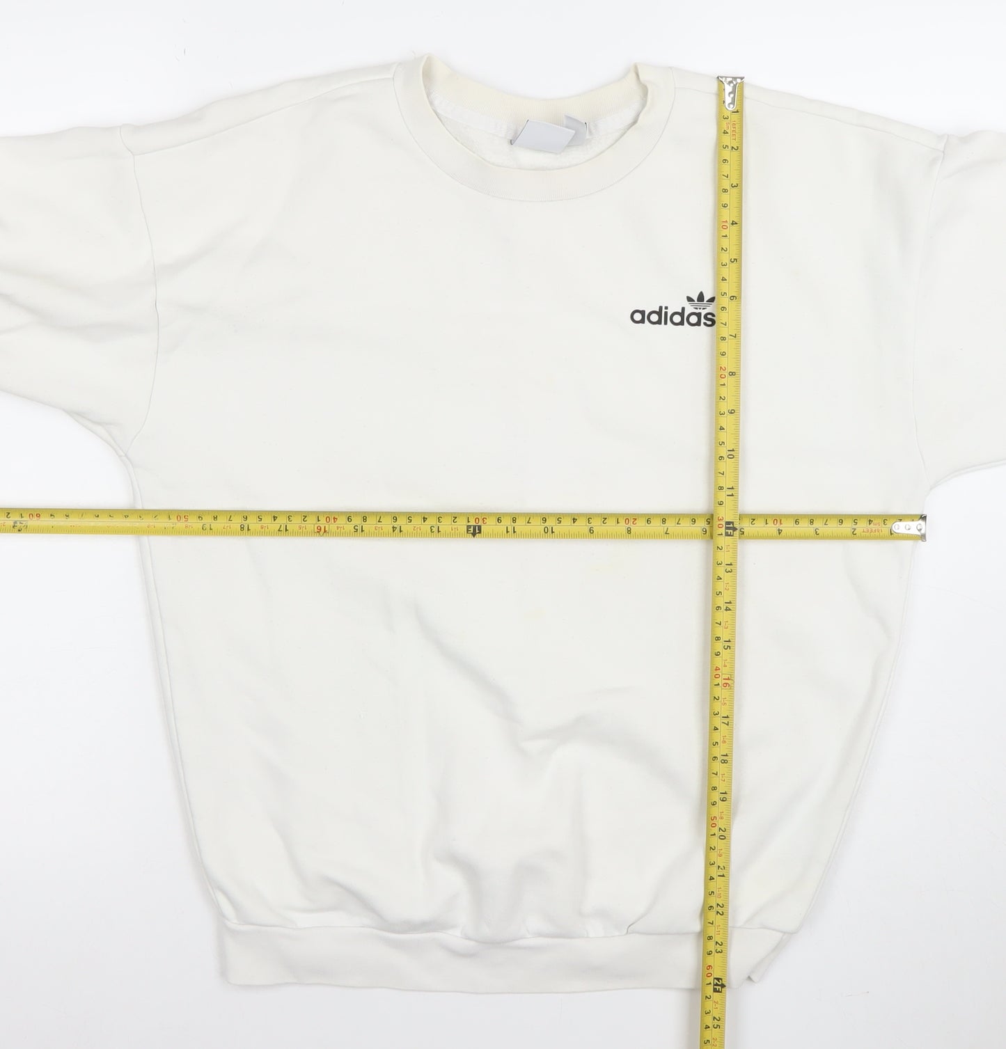 Adidas Women’s Ivory Crew Neck Pullover Sweatshirt XS Relaxed Fit
