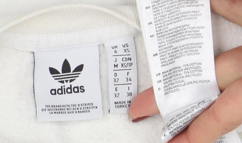 Adidas Women’s Ivory Crew Neck Pullover Sweatshirt XS Relaxed Fit