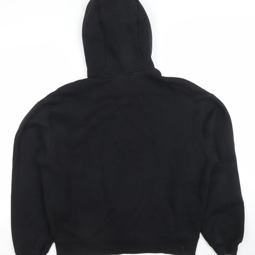 ZARA Men Black Pullover Hoodie M Regular Fleece Cotton Blend