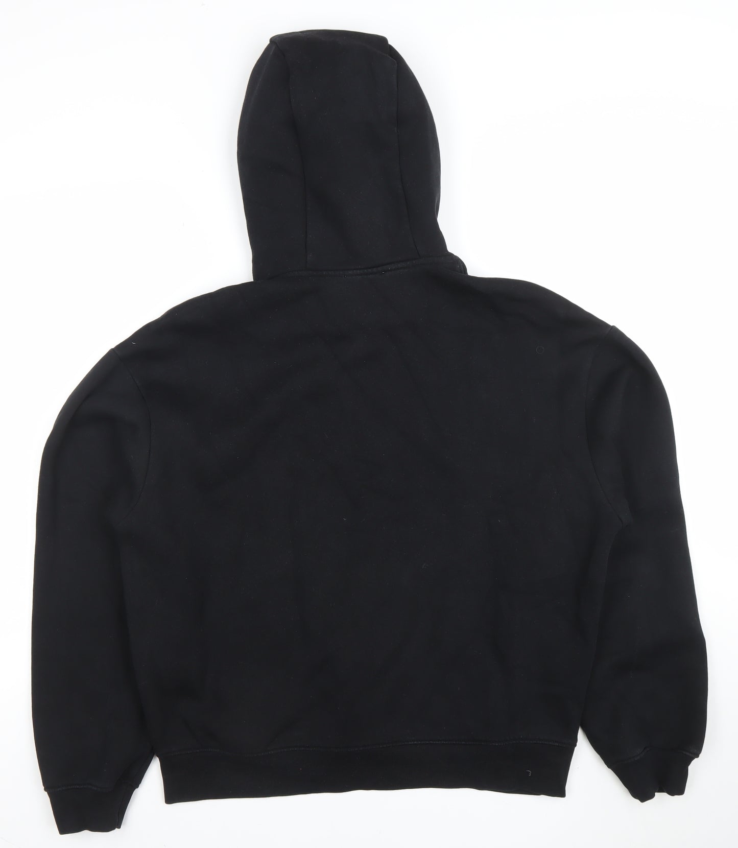 ZARA Men Black Pullover Hoodie M Regular Fleece Cotton Blend