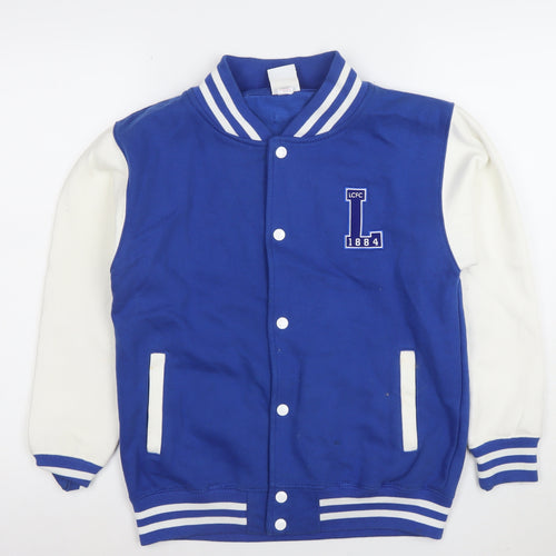 Leicester City Boys Blue Varsity Jacket 12-13 Years Cotton Blend Snap Front