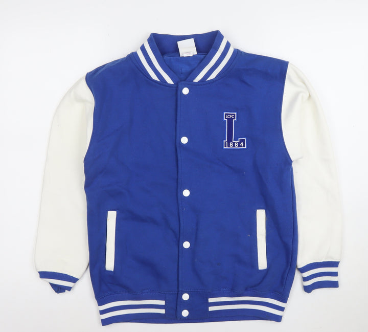 Leicester City Boys Blue Varsity Jacket 12-13 Years Cotton Blend Snap Front