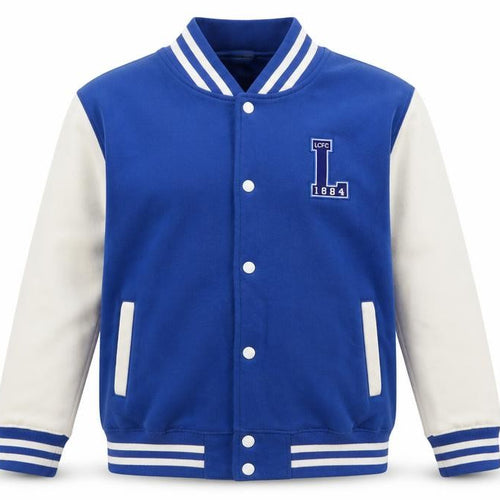 Leicester City Boys Blue Varsity Jacket 12-13 Years Cotton Blend Snap Front
