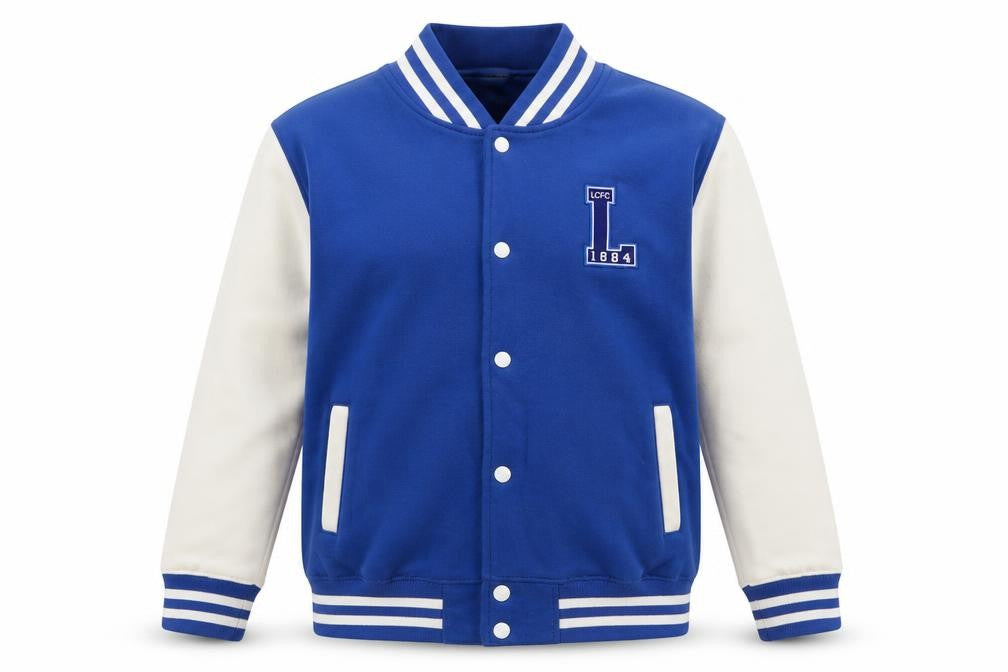 Leicester City Boys Blue Varsity Jacket 12-13 Years Cotton Blend Snap Front
