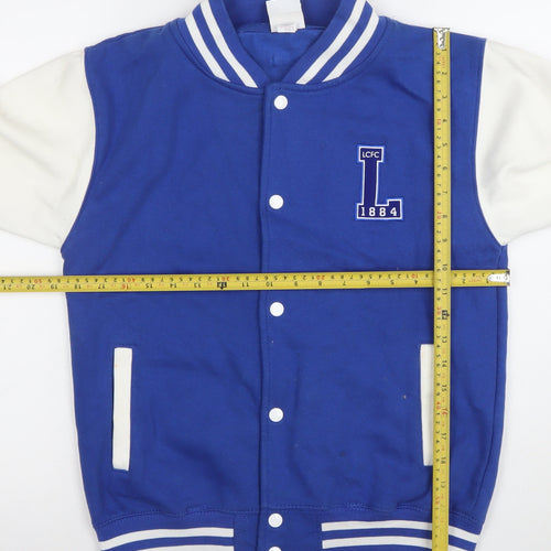 Leicester City Boys Blue Varsity Jacket 12-13 Years Cotton Blend Snap Front
