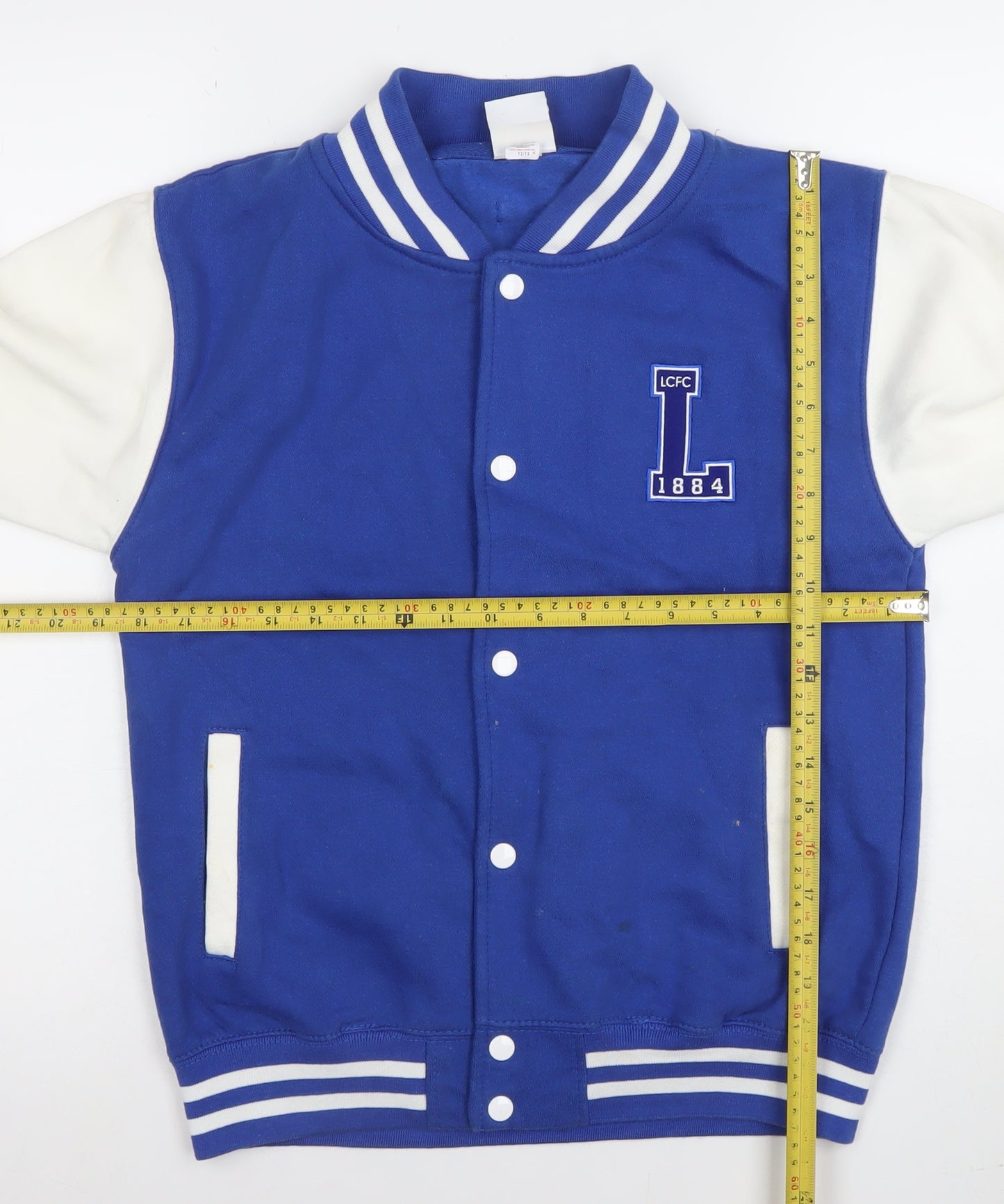Leicester City Boys Blue Varsity Jacket 12-13 Years Cotton Blend Snap Front