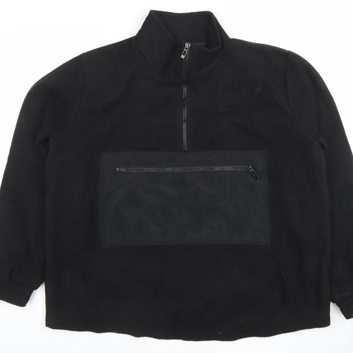 PrettyLittleThing Womens Black Size 6 Fleece 1/4 Zip Pullover Sweatshirt