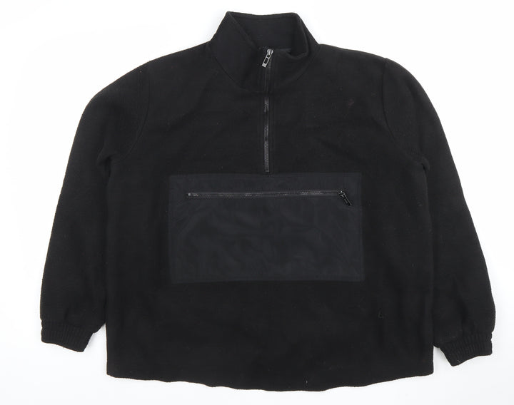 PrettyLittleThing Womens Black Size 6 Fleece 1/4 Zip Pullover Sweatshirt