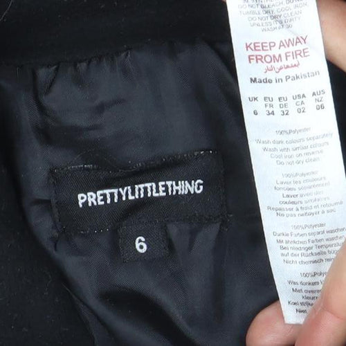 PrettyLittleThing Womens Black Size 6 Fleece 1/4 Zip Pullover Sweatshirt