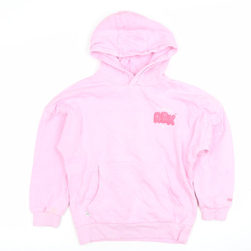 Reebok Girls Pink Pullover Hoodie 9 Yrs Cotton Blend RBK Logo Sweatshirt