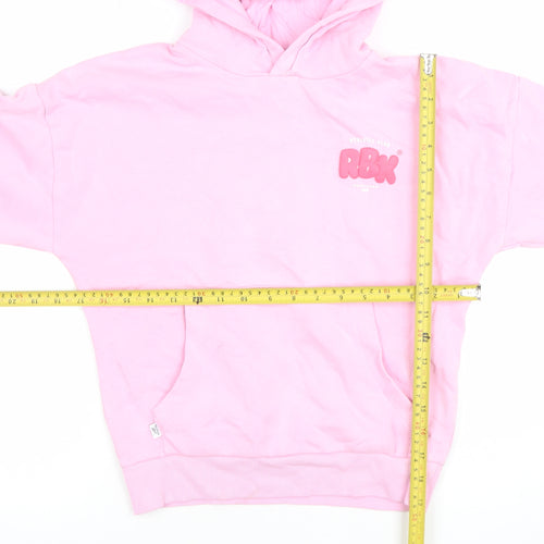 Reebok Girls Pink Pullover Hoodie 9 Yrs Cotton Blend RBK Logo Sweatshirt
