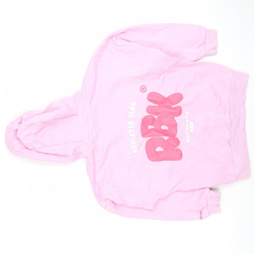 Reebok Girls Pink Pullover Hoodie 9 Yrs Cotton Blend RBK Logo Sweatshirt