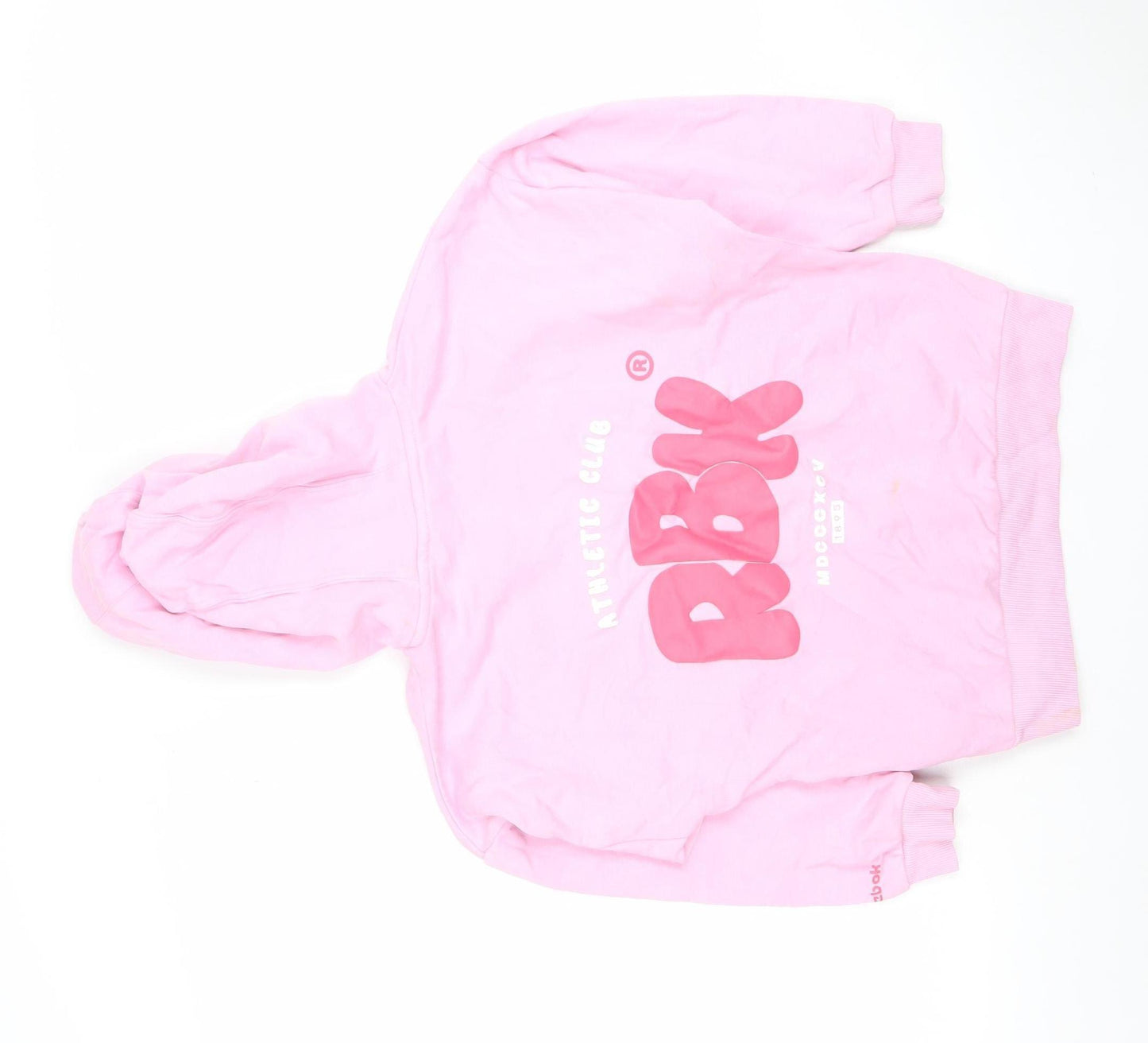 Reebok Girls Pink Pullover Hoodie 9 Yrs Cotton Blend RBK Logo Sweatshirt