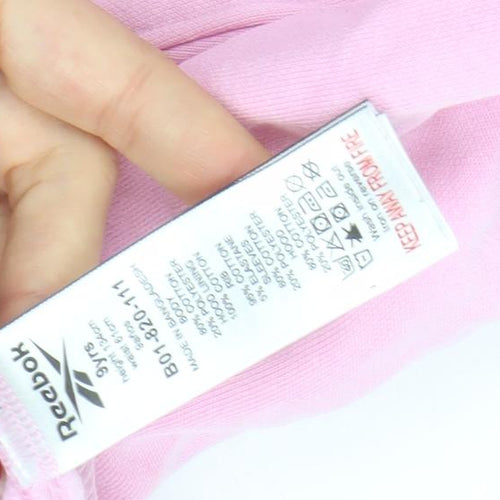 Reebok Girls Pink Pullover Hoodie 9 Yrs Cotton Blend RBK Logo Sweatshirt