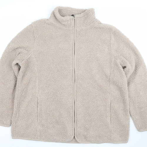 Bonmarche Women Beige Fleece Full Zip Jacket Size 18