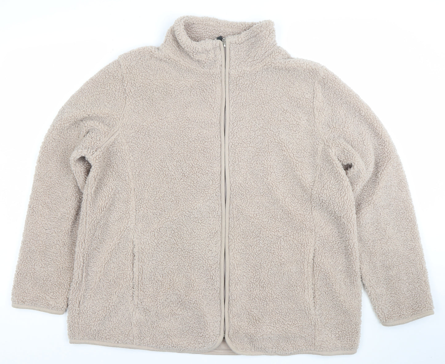 Bonmarche Women Beige Fleece Full Zip Jacket Size 18