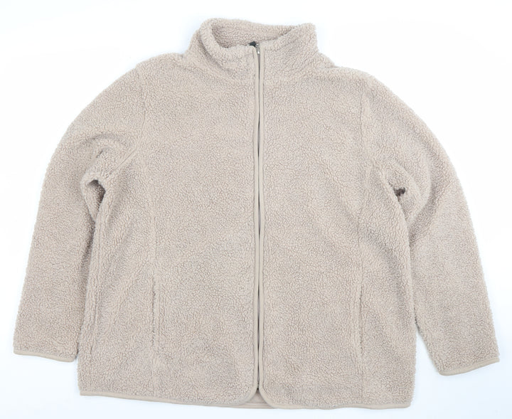 Bonmarche Women Beige Fleece Full Zip Jacket Size 18