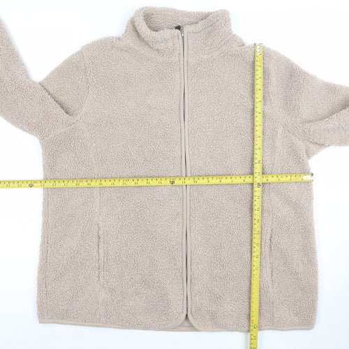 Bonmarche Women Beige Fleece Full Zip Jacket Size 18