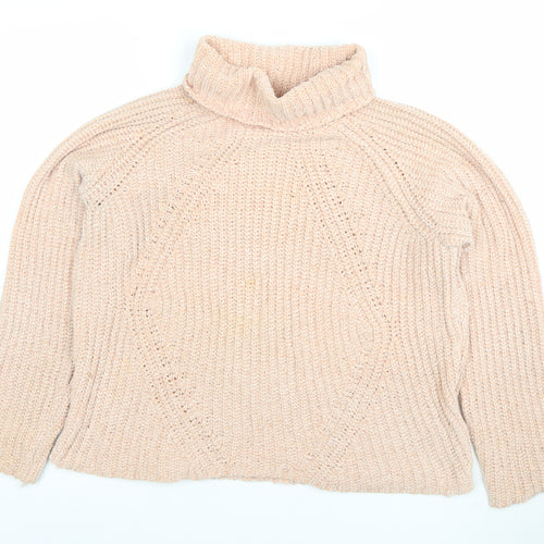 Tamnoon Women Beige Roll Neck Chunky Knit Jumper Size 2