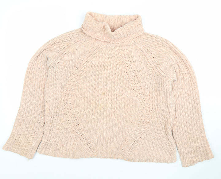 Tamnoon Women Beige Roll Neck Chunky Knit Jumper Size 2