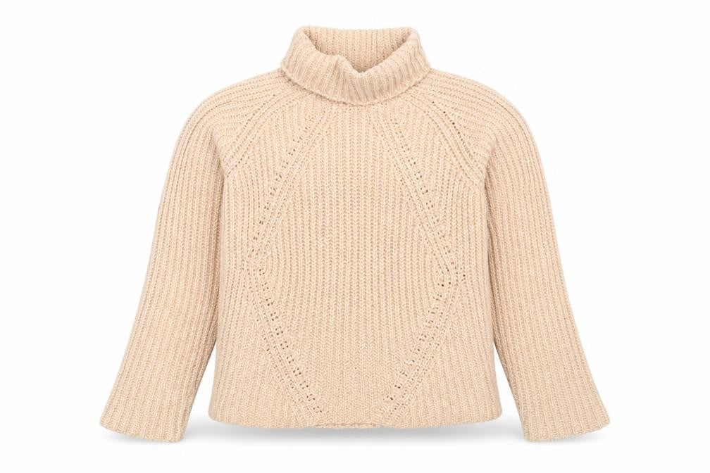 Tamnoon Women Beige Roll Neck Chunky Knit Jumper Size 2