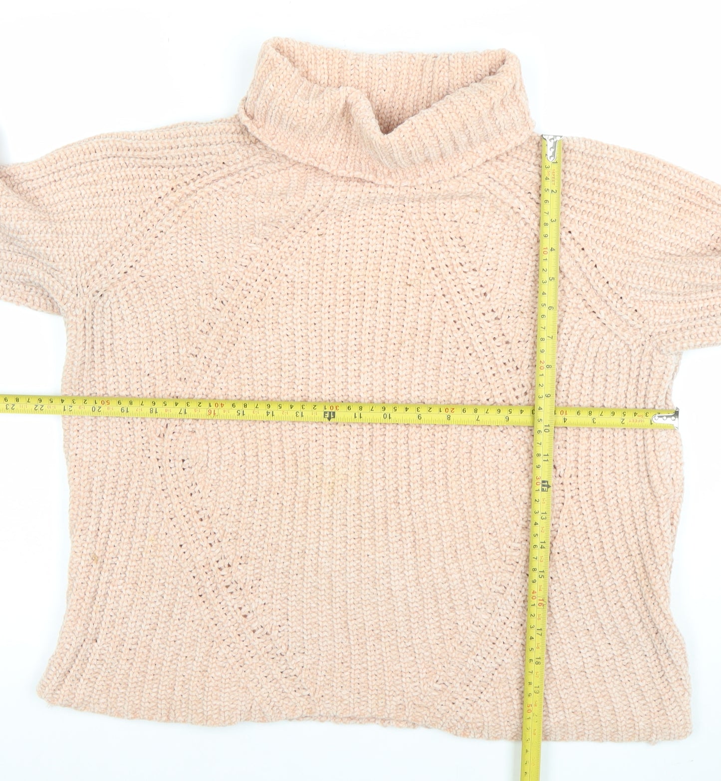 Tamnoon Women Beige Roll Neck Chunky Knit Jumper Size 2
