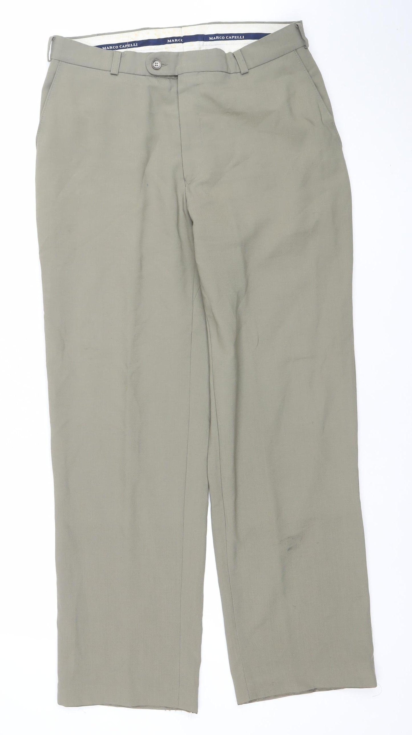 Marco Capelli Men's Beige Wool Blend Chino Trousers 32S