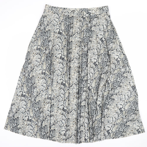F&F Women Grey Snake Print Pleated Skirt Size 14