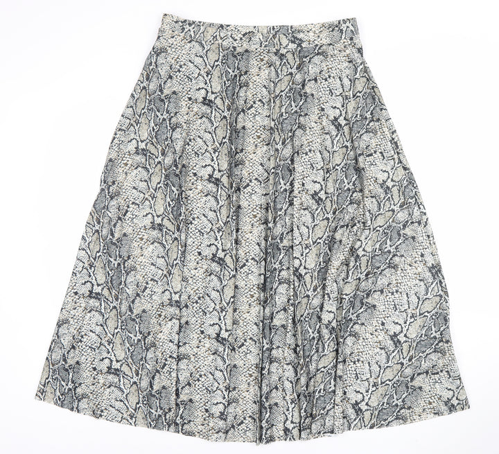 F&F Women Grey Snake Print Pleated Skirt Size 14