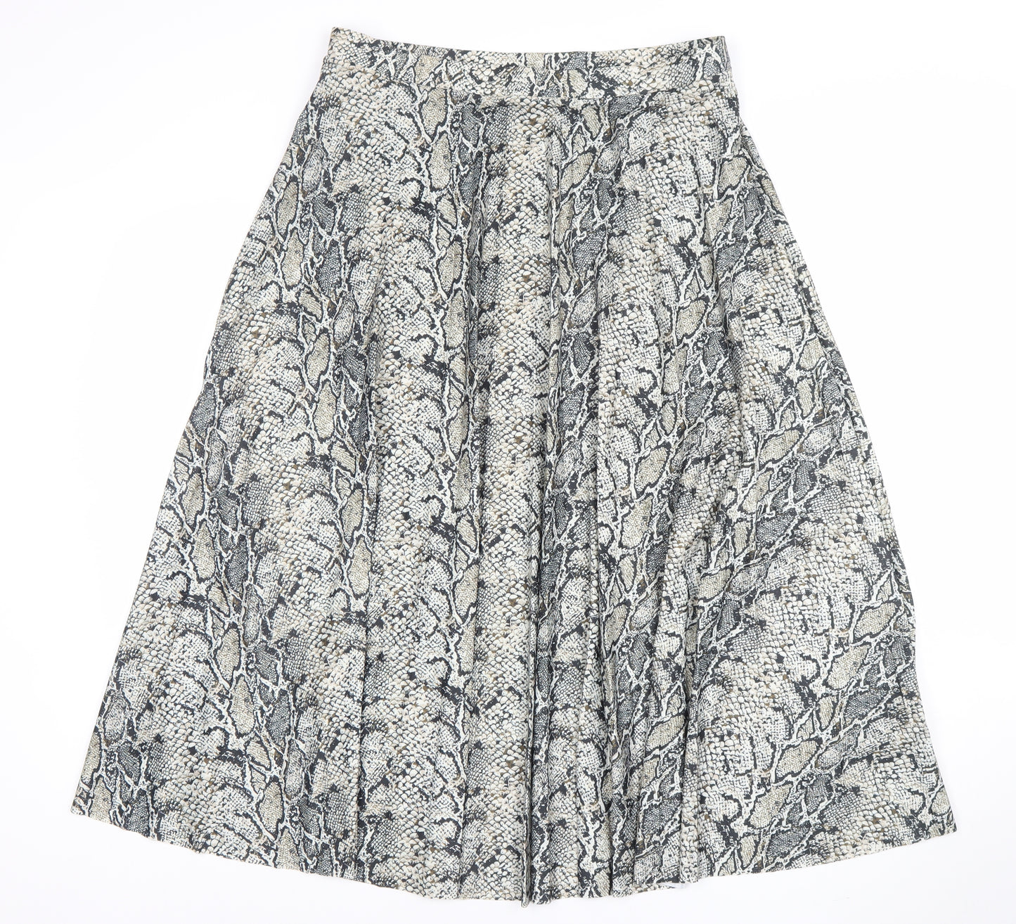 F&F Women Grey Snake Print Pleated Skirt Size 14