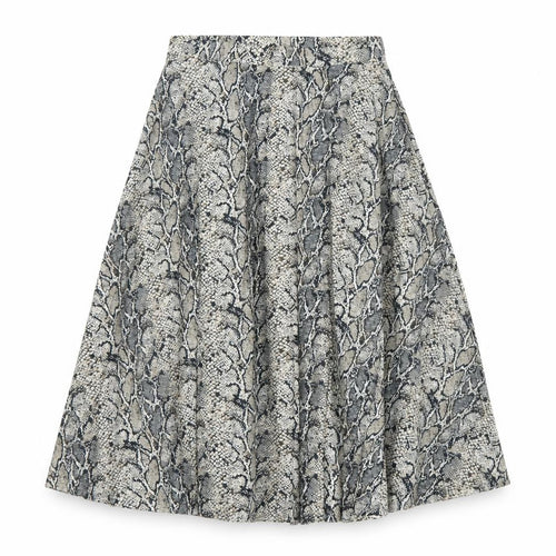 F&F Women Grey Snake Print Pleated Skirt Size 14